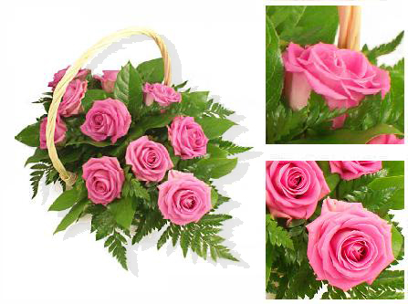 Cesta de Flores Jardim de Rosas - Entrega de Flores Arranjos Bouquets Cestos Floristas Loja de Flores